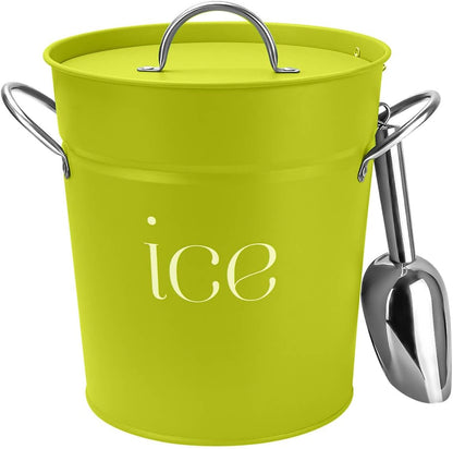 3Qt Black Galvanized Ice Bucket with Lid, Scoop & Handles - Ideal for Cocktails, Parties, BBQs, Wine & Champagne. Double-Layer Insulated Outer & Galvanized Inner Layer, Perfect for Home & Outdoor Use