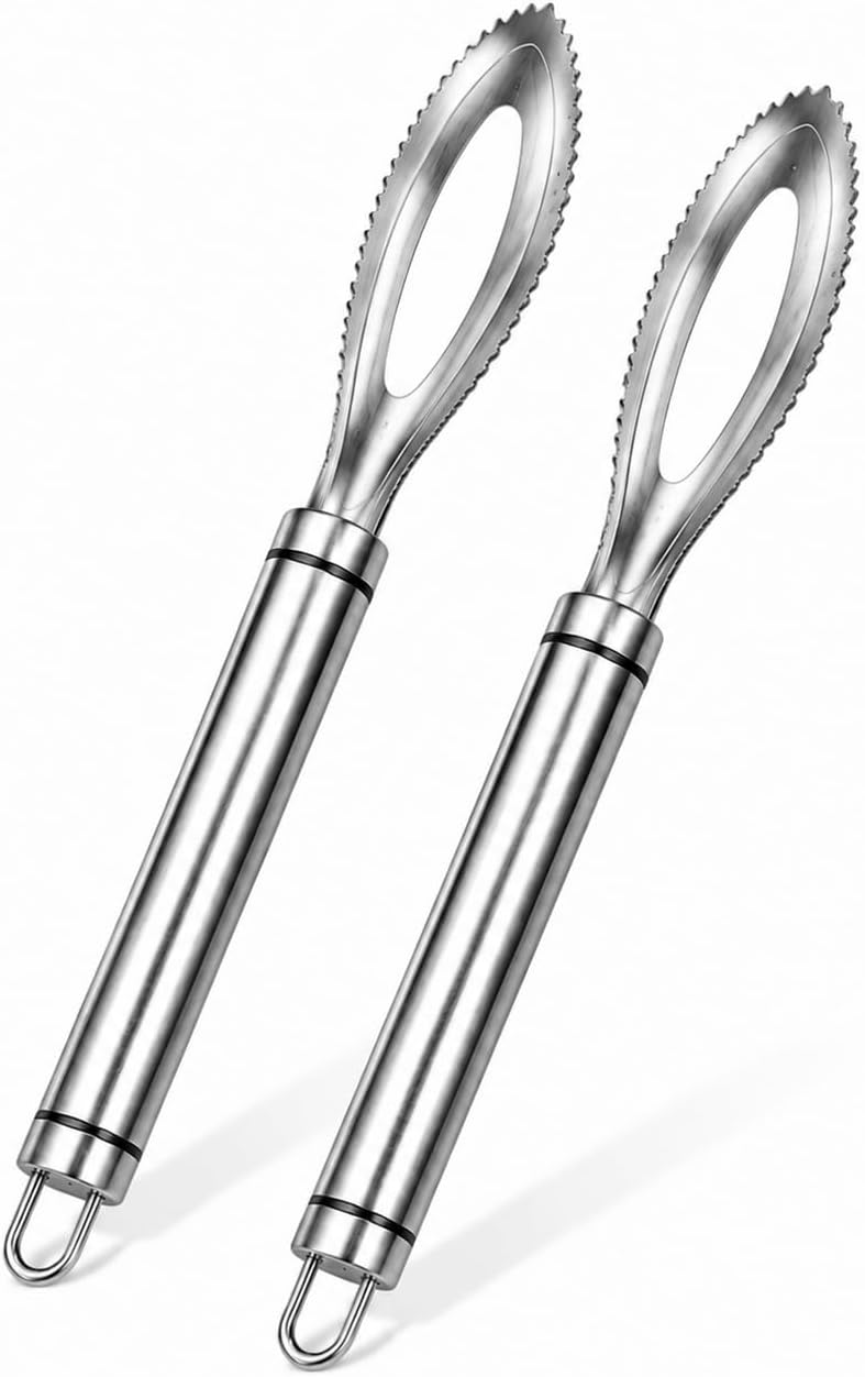 2-Pack Large Fish Scraper, 304 Stainless Steel Fish Scaler, Non-Slip Handle