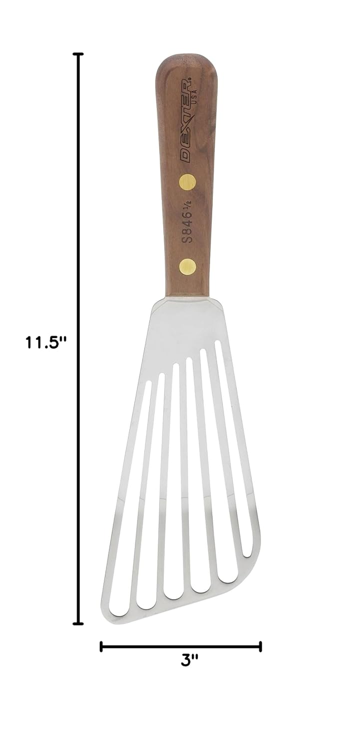 HIC Kitchen-Russell Walnut Slotted Fish Turner, 6.5-Inch, Stainless Steel