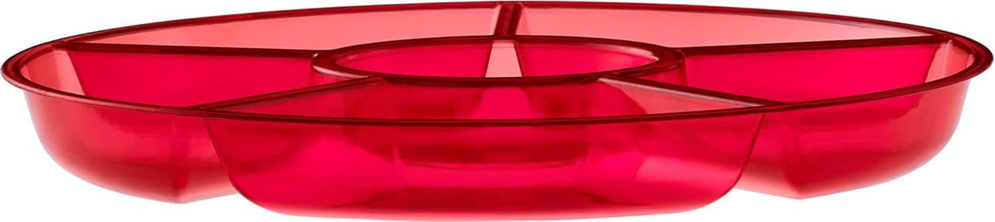 Plasticpro 6 Sectional Round Plastic Serving Tray/Platter (4, Clear)