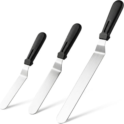3 PCS Icing Spatulas, Offset Spatula, 6, 8 & 10 Inch