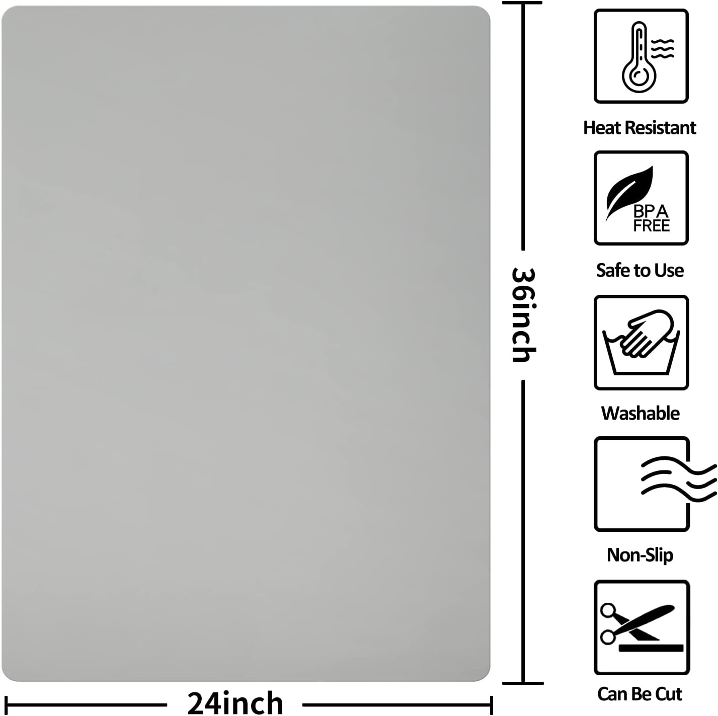 Silicone Mat Heat Resistant Mats for Countertop, Large Silicone Mats for Crafts Kitchen Counter Workbench Table protector, Size 36x24 inches Thick 2mm,Rolled Package,Light Blue