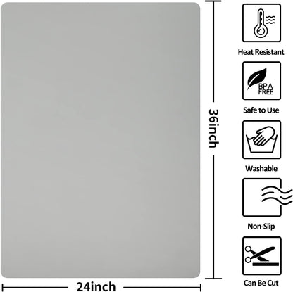 Silicone Mat Heat Resistant Mats for Countertop, Large Silicone Mats for Crafts Kitchen Counter Workbench Table protector, Size 36x24 inches Thick 2mm,Rolled Package,Light Blue