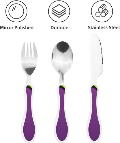 3-Piece Kids Silverware Set With Storage Case, Stainless Steel Reusable Children Safe Knife Spoon Fork Set Astronaut Cat Fish Children Flatware Set For Kids Lunch Box