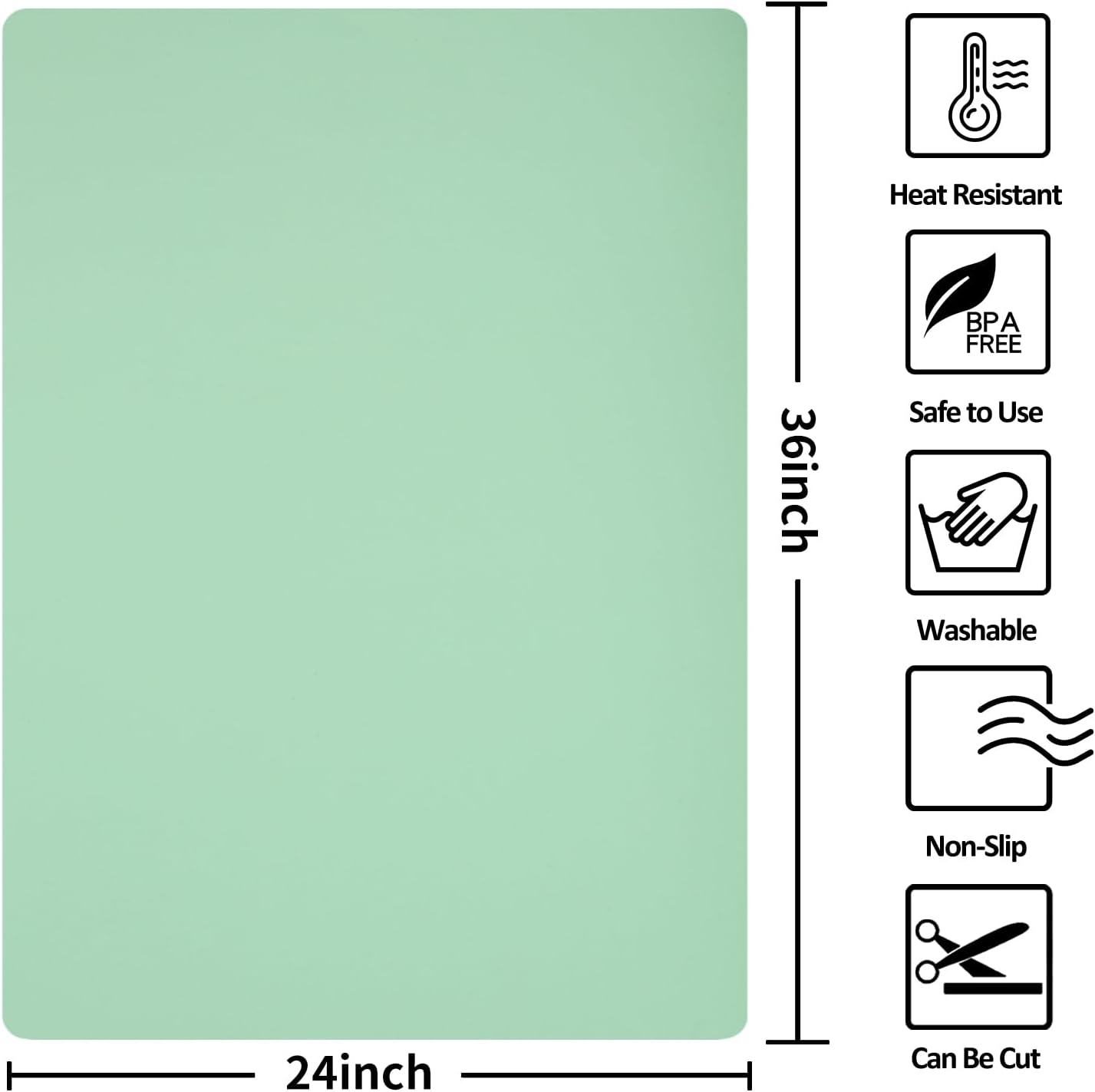 Silicone Mat Heat Resistant Mats for Countertop, Large Silicone Mats for Crafts Kitchen Counter Workbench Table protector, Size 36x24 inches Thick 2mm,Rolled Package,Light Blue