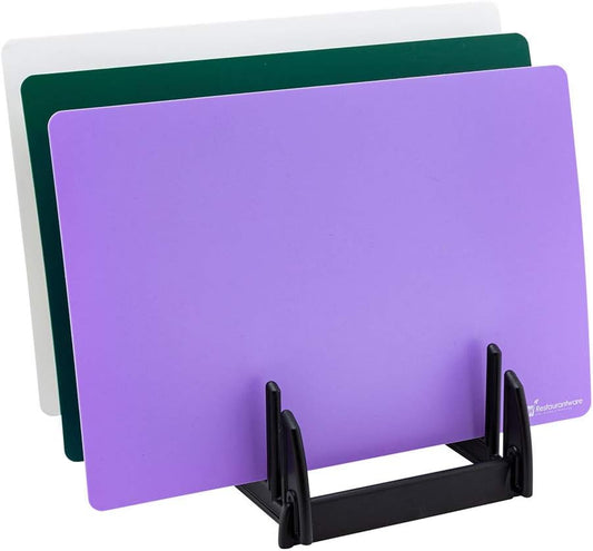 Restaurantware RW Base 18 Inch x 12 Inch Flexible Cutting Boards 1 Includes 4 Mats Cutting Mats For Cooking - Dishwasher-Safe Assorted Colors Plastic Cutting Board Set For Kitchen