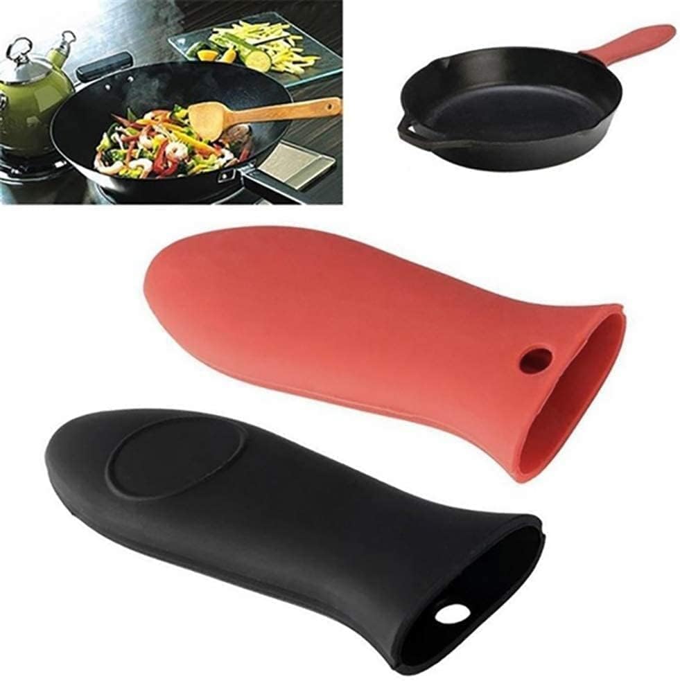 Red Heat-Resistant Silicone Hot Handle Holder Pot Sleeve Grip Handle Cover Potholder Sleeve Cookware Handles for Cast Iron, Pans, Metal Frying Pans, Skillets, Griddles Potholders and Oven Mitts