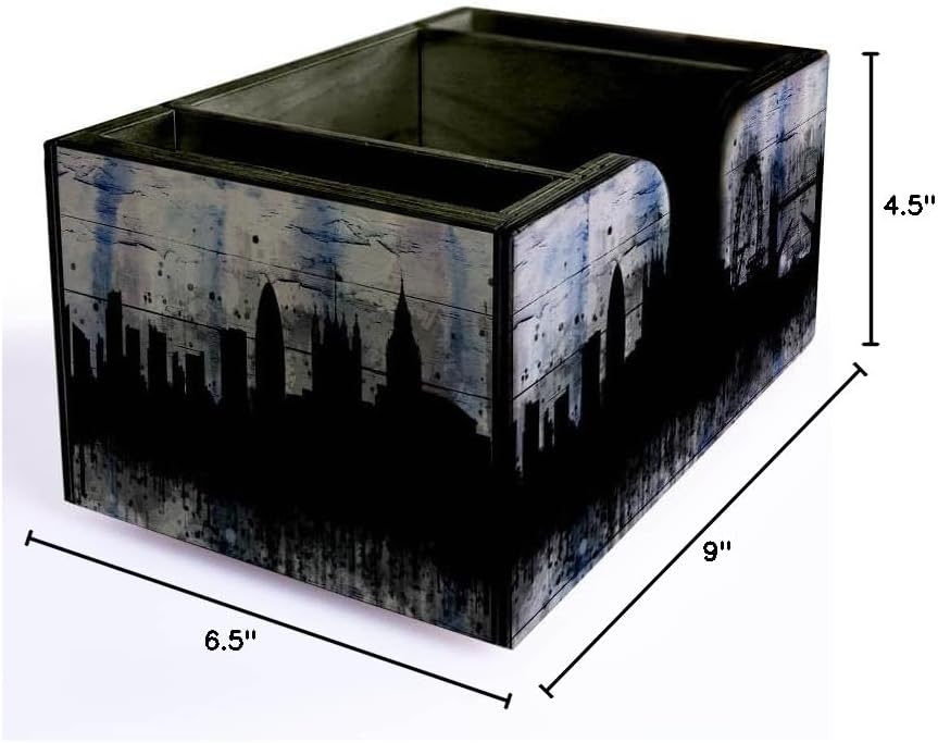 Wooden Utensil Holder Napkin Bar Caddy Parent (American Flag Black)