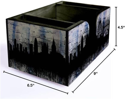 Wooden Utensil Holder Napkin Bar Caddy Parent (American Flag Black)