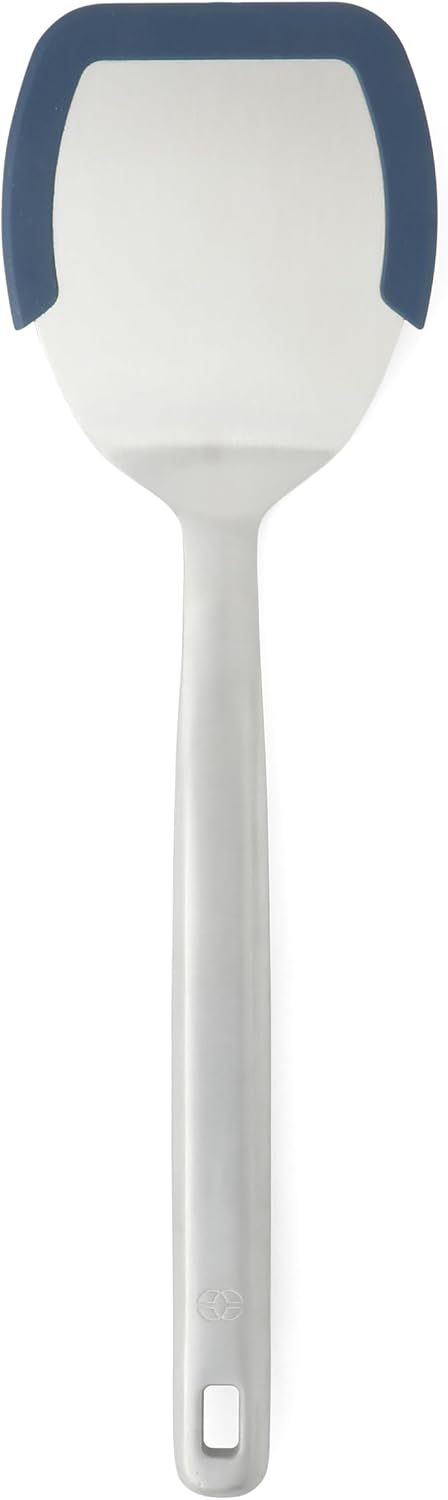 Calphalon Slotted Turner, Kitchen Flipping Spatula, Slotted Spatula, Stainless Steel Turner with Silicone Heat Resistance Handle, Nonstick-Safe Spatula for Draining and Flipping (Navy)
