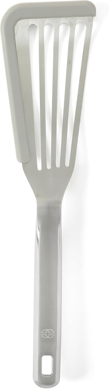 Calphalon Slotted Turner, Kitchen Flipping Spatula, Slotted Spatula, Stainless Steel Turner with Silicone Heat Resistance Handle, Nonstick-Safe Spatula for Draining and Flipping (Navy)
