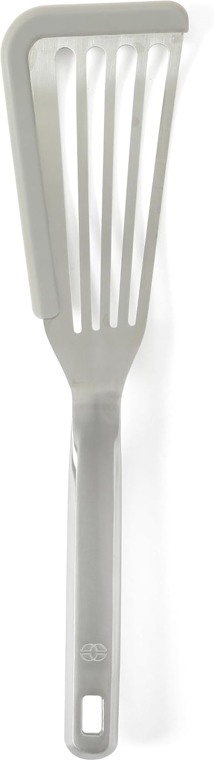 Calphalon Slotted Turner, Kitchen Flipping Spatula, Slotted Spatula, Stainless Steel Turner with Silicone Heat Resistance Handle, Nonstick-Safe Spatula for Draining and Flipping (Navy)