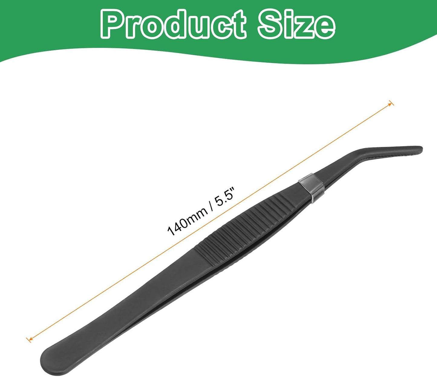 HARFINGTON Stainless Steel Tweezers 4.9 Inch Precision Tweezers with Curved Serrated Tip Multi-Purpose Kitchen Tongs for Cooking Gardening Repairing Craft, Black