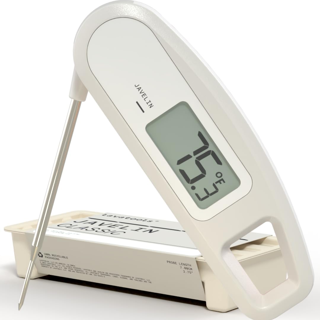 Lavatools Javelin® Ultra-Fast 3-Second Digital Instant Read Meat Thermometer for Grill and Cooking, 2.75" Probe, Compact Foldable Design, Large Display, IP65 Water Resistant, NSF Certified – Sesame