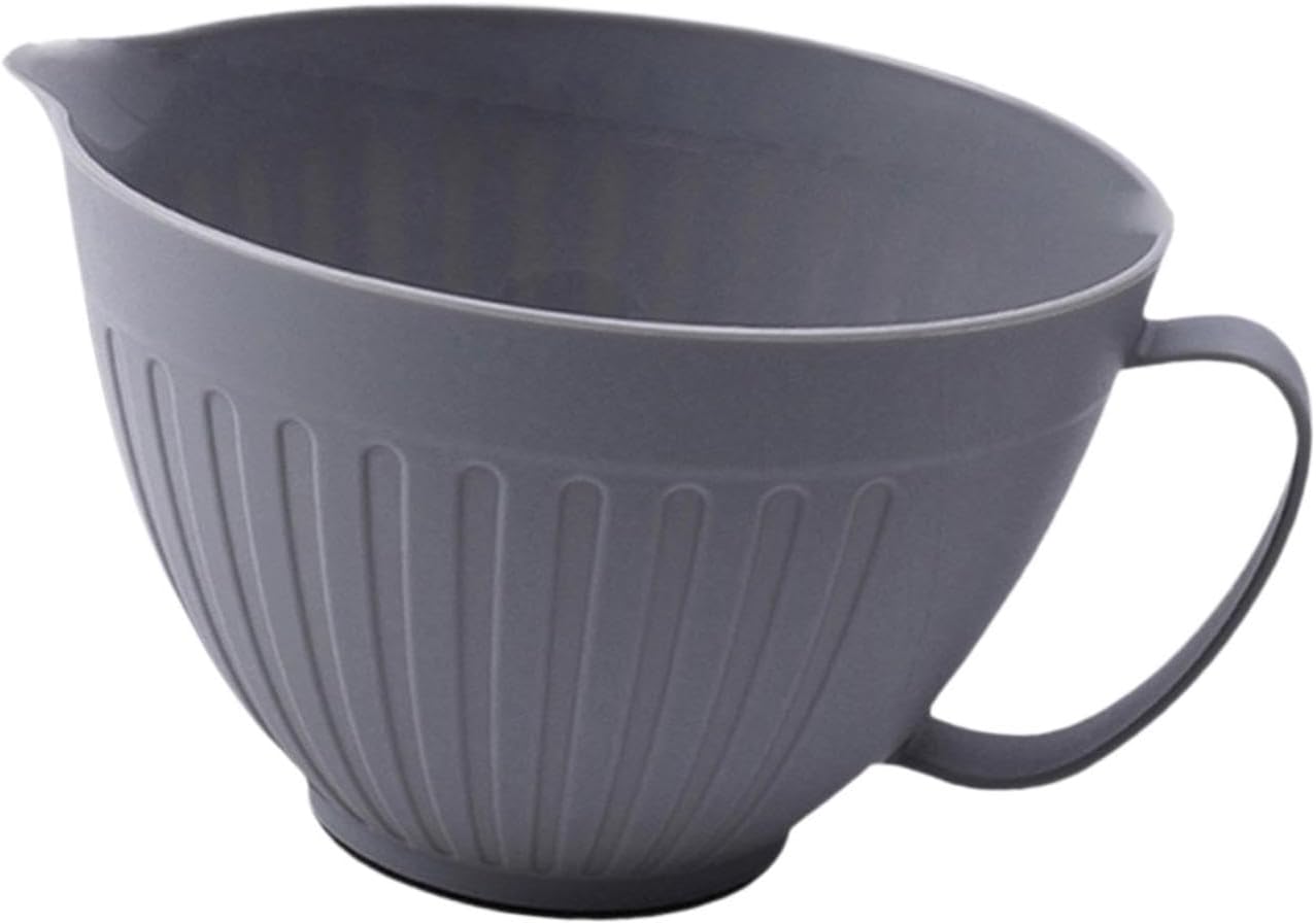 Mixing Bowl Batter Bowl Long Handle with Spout Oatmeal Bowl Serving Bowl Salad Bowl for Cooking Baking Soup Prepping Dessert, Pink
