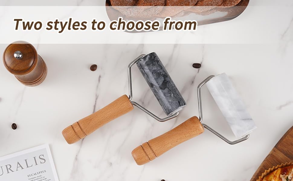 Small Marble Rolling Pin Pizza Roller for Baking (Type B Black)
