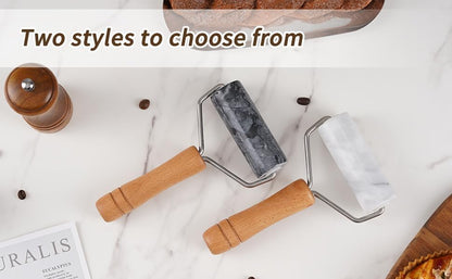 Small Marble Rolling Pin Pizza Roller for Baking (Type B Black)