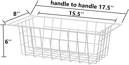 Slideep Wire Storage Baskets, Freezer Baskets Farmhouse Stackable Organizer Storage Bins Large Organizer for Storage, Office, Bathroom, Pantry Organization Storage with Handles 14" Black -Set of 3