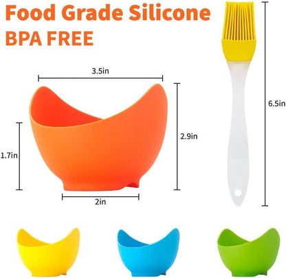 4 Pack Egg Poacher, BPA Free Silicone Egg Poachers, Egg Cups for Air Fryer, Thickened Stable Egg Cooker with Extra Oil Brush