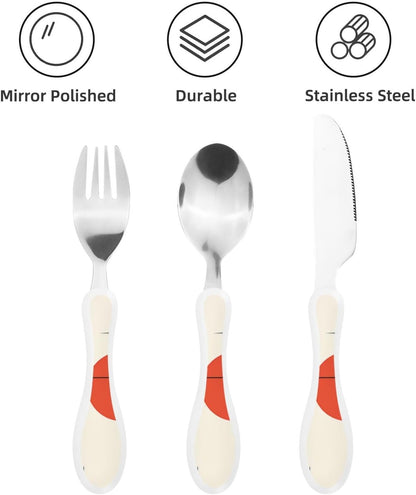 3-Piece Kids Silverware Set With Storage Case, Stainless Steel Reusable Children Safe Knife Spoon Fork Set Long Haired Dachshund Children Flatware Set For Kids Lunch Box