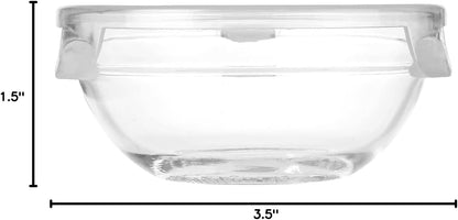 OGGI Set of 3 x Glass Pinch Bowls - 4oz with Clip Lids, Ideal For Salt and Pepper, Storage with Lids, Condiment Bowls, Mini Bowls, Prep Bowls for Cooking or Mise en Place - Clear