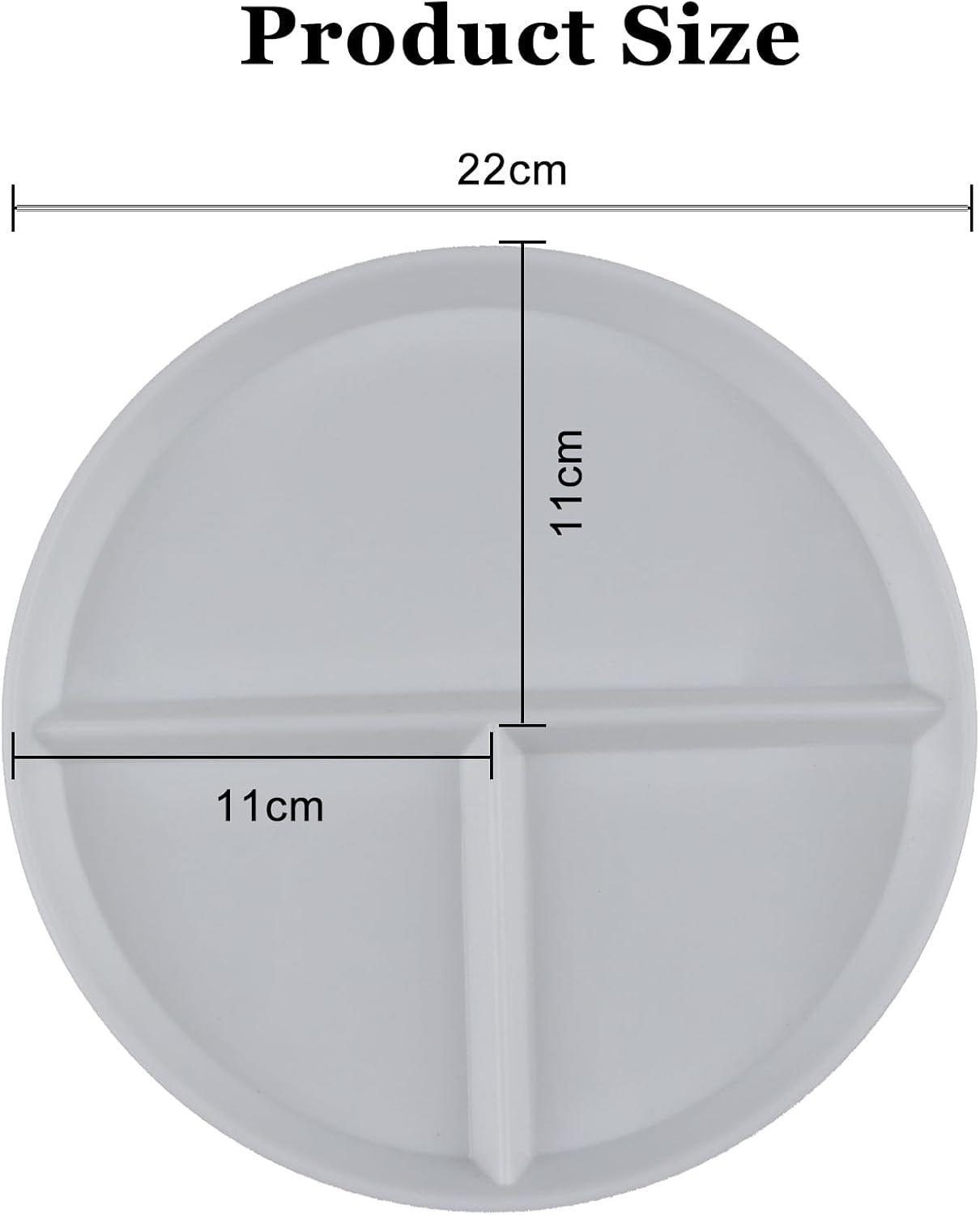 Portion Control Plate 2 Pack 9" Unbreakable Divided Plates,3 Compartment Dinner Plates, Reusable Plate Weight Loss for Adults, Color Black