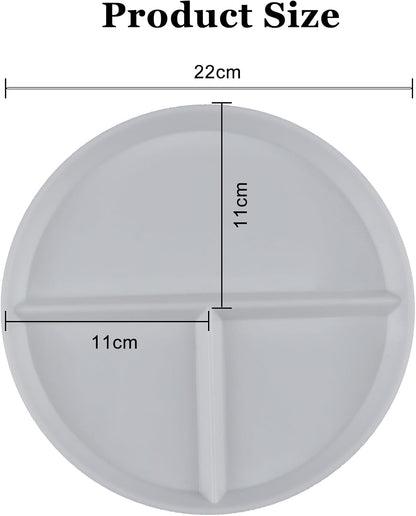 Portion Control Plate 2 Pack 9" Unbreakable Divided Plates,3 Compartment Dinner Plates, Reusable Plate Weight Loss for Adults, Color Black