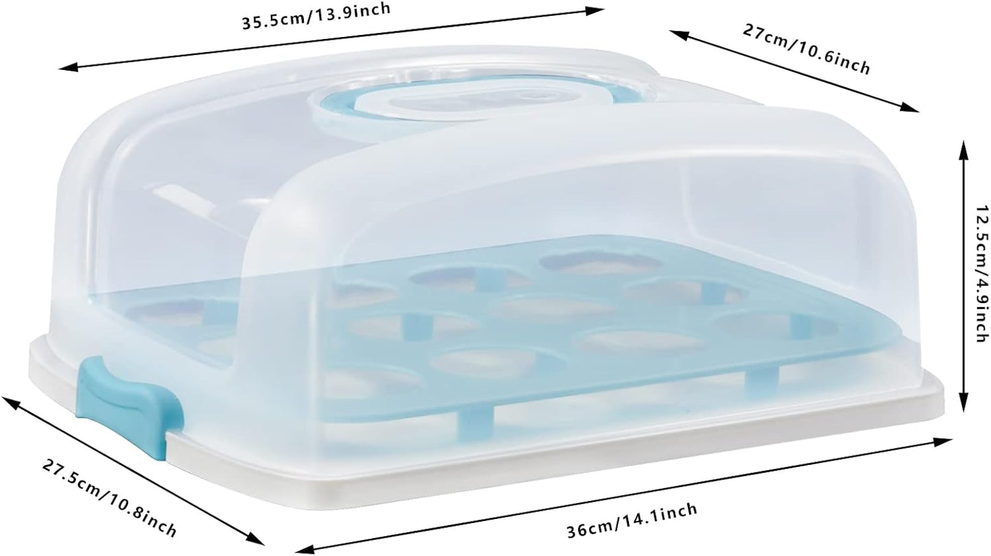 Cake Carrier with Lid, Purple Cake Holder Cupcake Container for 12 Cupcakes or 1 Large Cake Pie Pizza Tart 2 in 1 Portable Dessert Container for Cake Pie Muffin