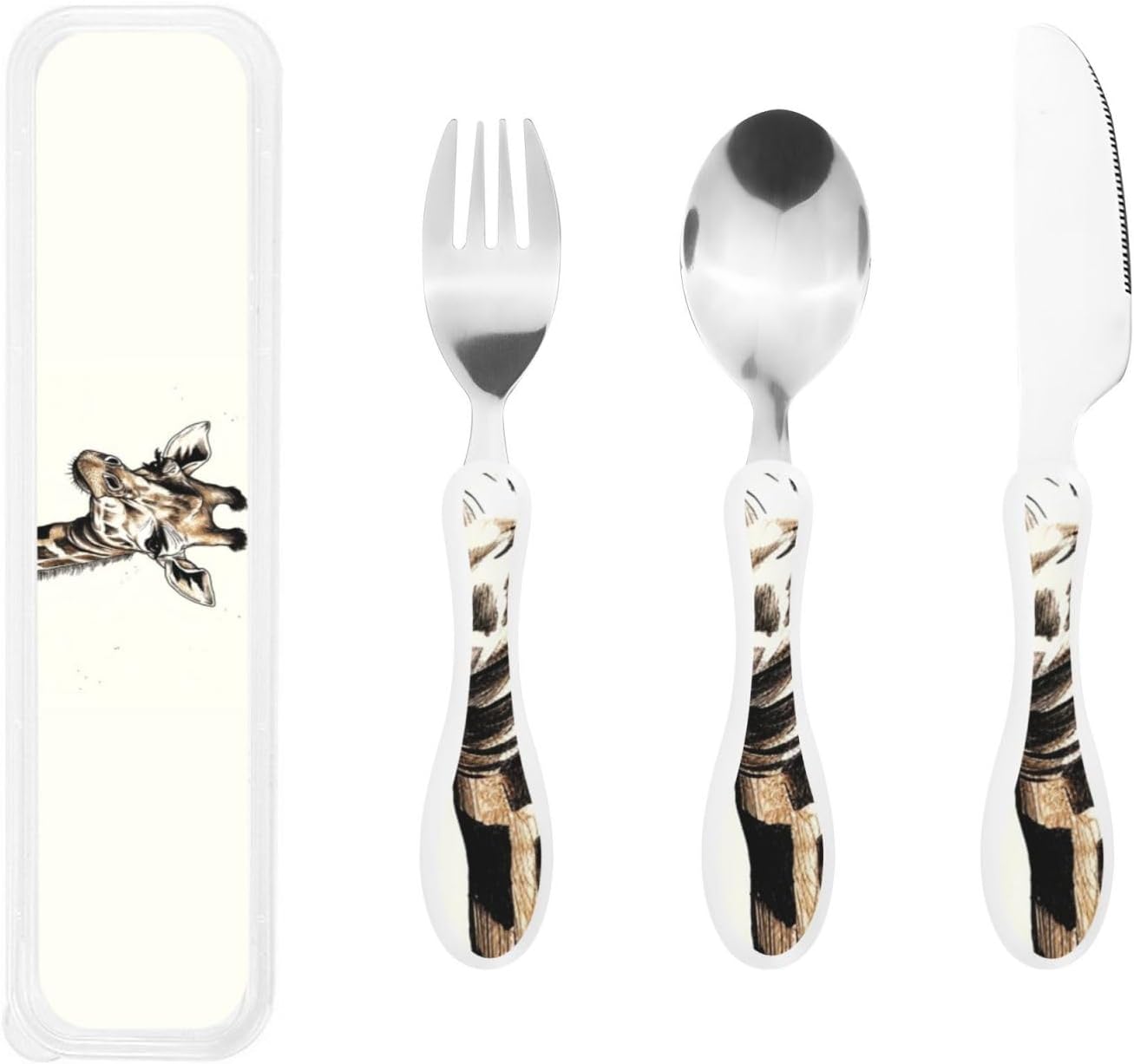 3-Piece Kids Silverware Set With Storage Case, Stainless Steel Reusable Children Safe Knife Spoon Fork Set Blue Active Girl Running Sunset Children Flatware Set For Kids Lunch Box - Colors B