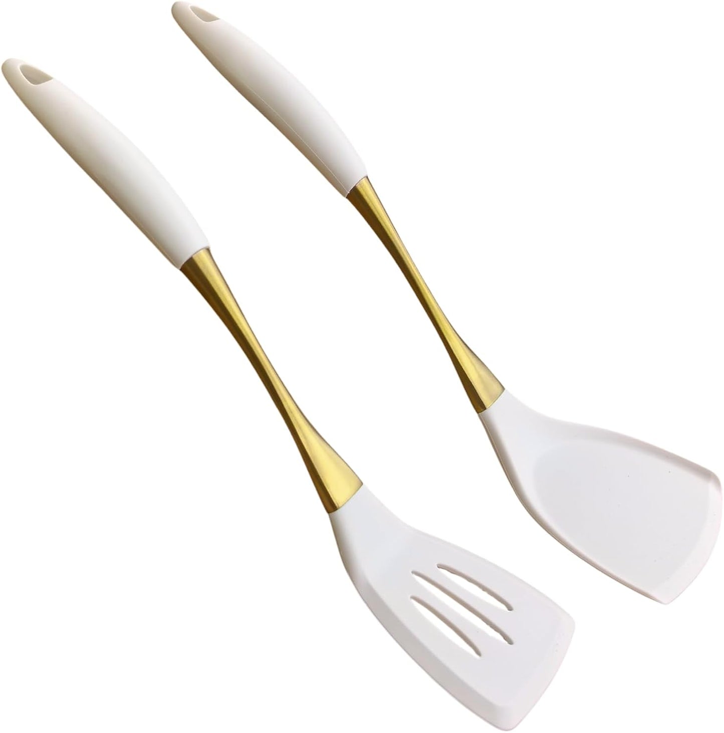 White Silicone Cooking Utensils Set-Non-Toxic, Heat Resistant, BPA Free Kitchen Utensils Set with Spatula, Spoon, Whisk & Tongs-Non-Stick& Dishwasher Safe for Nonstick Cookware