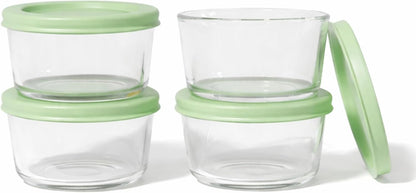 6-Piece Glass Food Storage Containers Set (3 Containers + 3 BPA-Free Lids) | 2-Cup, Leakproof | Microwave, Freezer, Oven & Dishwasher Safe | Ideal for Meal Prep & Pantry Organization, Pistachio