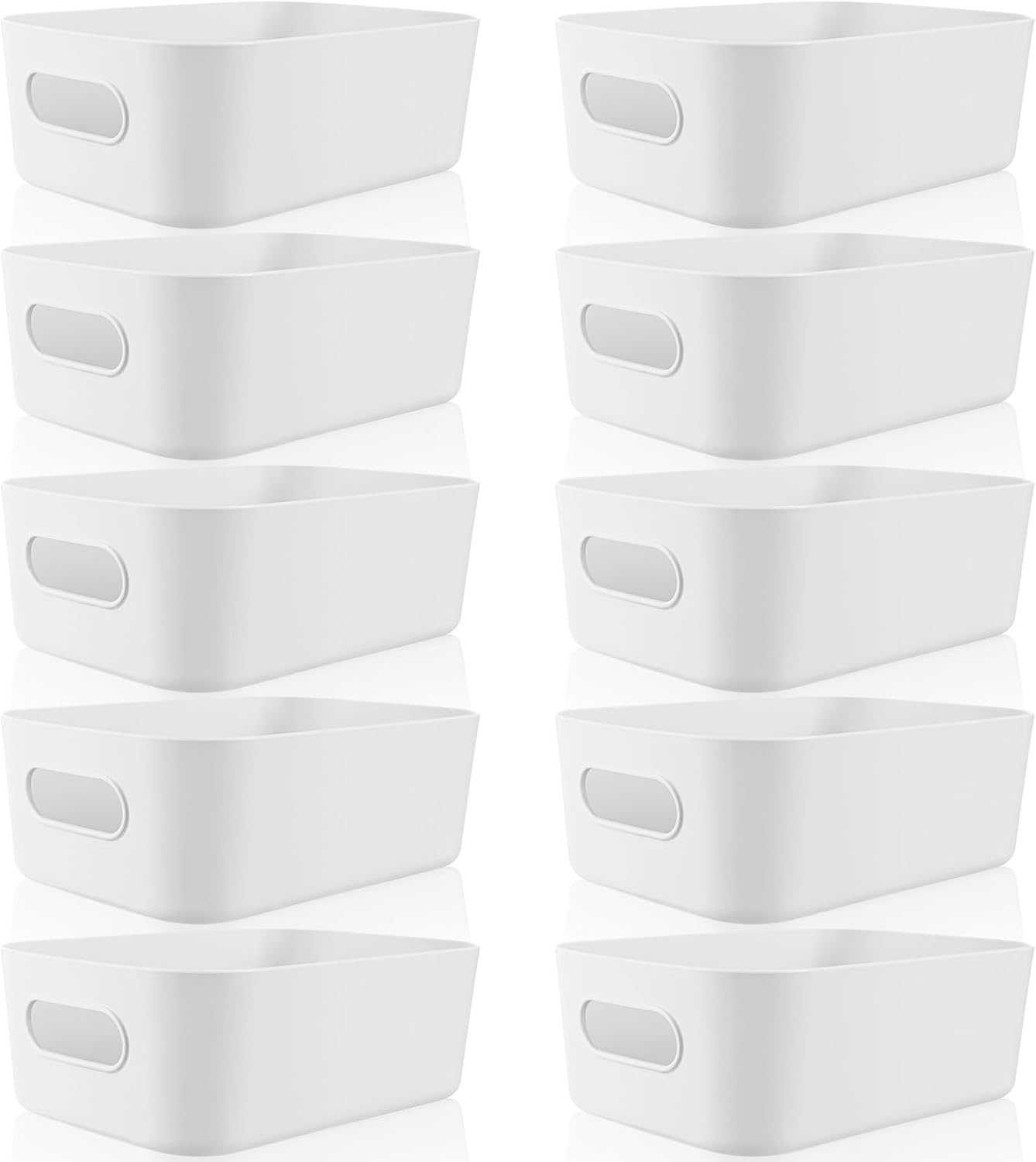 Zopeal Plastic Storage Bins 10 Pcs White Pantry Organizer Bins Small Baskets Storage Containers for Home Kitchen (10 x 7 x 6 Inch)