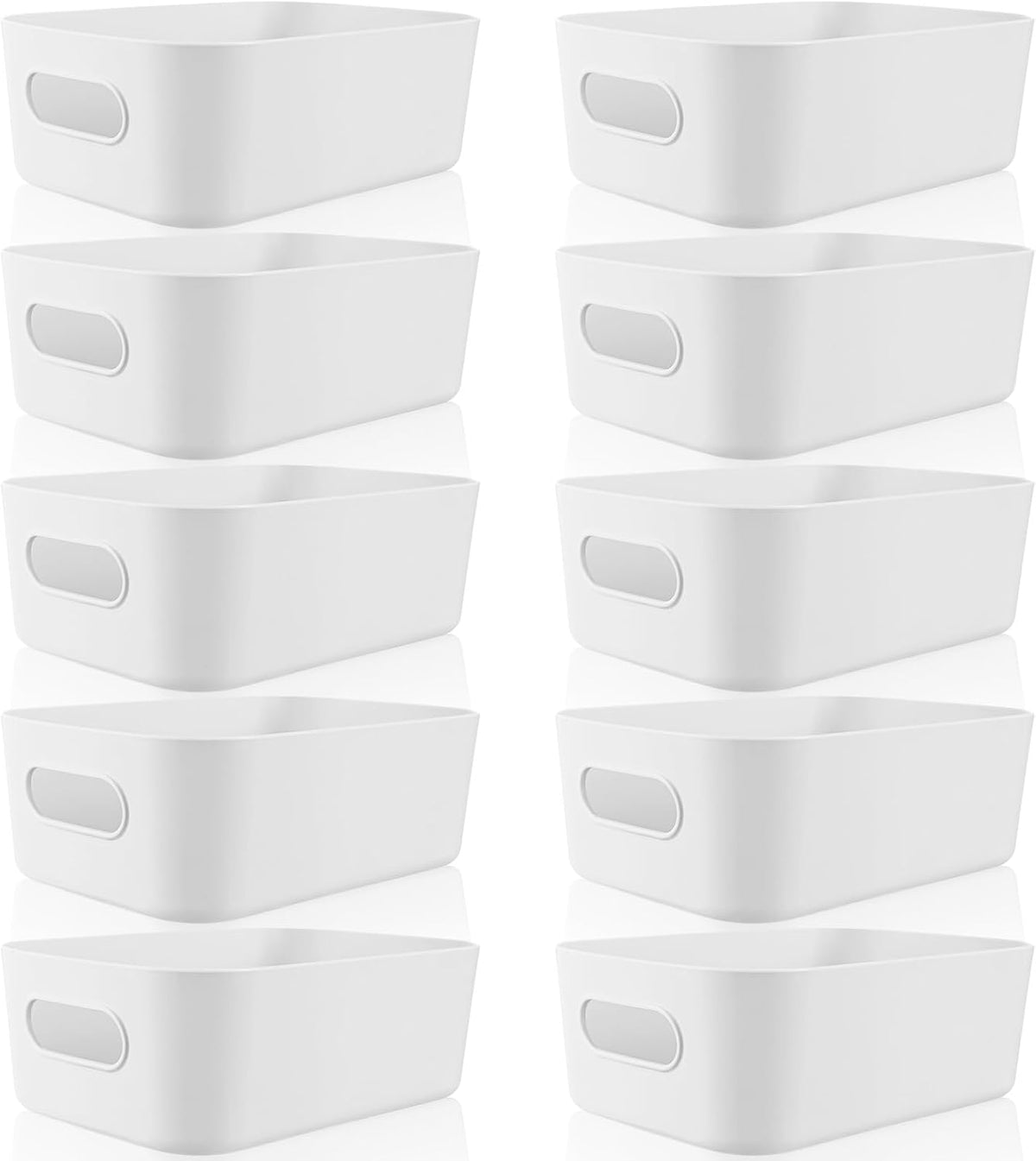 Zopeal Plastic Storage Bins 10 Pcs White Pantry Organizer Bins Small Baskets Storage Containers for Home Kitchen (10 x 7 x 6 Inch)