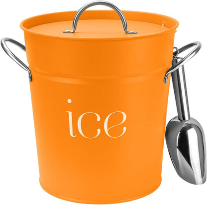 3Qt Black Galvanized Ice Bucket with Lid, Scoop & Handles - Ideal for Cocktails, Parties, BBQs, Wine & Champagne. Double-Layer Insulated Outer & Galvanized Inner Layer, Perfect for Home & Outdoor Use