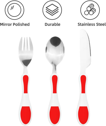 3-Piece Kids Silverware Set With Storage Case, Stainless Steel Reusable Children Safe Knife Spoon Fork Set Fashion Striped Children Flatware Set For Kids Lunch Box