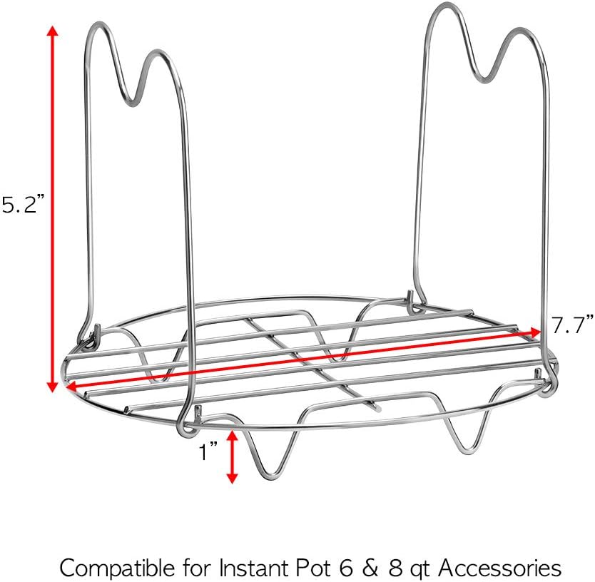 Steamer Rack Trivet with Handles Compatible with Instant Pot Accessories 3 Qt 5 Quart, Pressure Cooker Trivet Wire Steam Rack, Great for Lifting Out Whatever Delicious Meats & Veggies You Cook