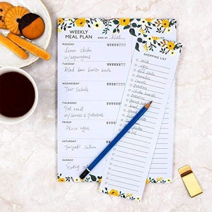 Weekly Magnetic Meal Planner Notepad - Food Planning Organizer and Grocery List Pad, Premium 52 Pages, with Tear Away Perforated Shopping List