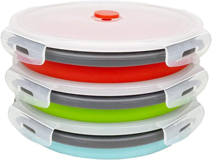 CARTINTS 1200ml Large Collapsible Meal Prep Containers, Reusable Silicone Food Storage Containers, Stackable Fridge Storage Containers, With Leakproof Lids, Microwave and Freezer Safe, Blue