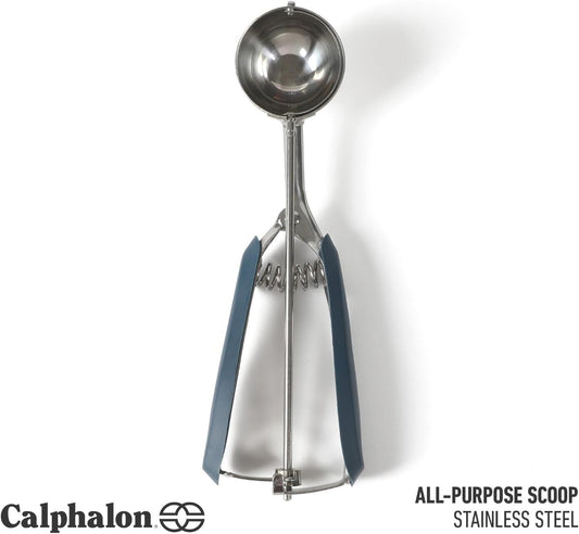 Calphalon Cookie Scoop, Stainless Steel Trigger Scoop for Cookie Dough, Ice Cream & Batter, Portion Control Kitchen Scoop with Release Mechanism, Navy