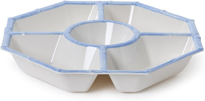 Two's Company French Blue Bamboo Touch Chip and Dip Bowl, 15.5-Inch, Melamine