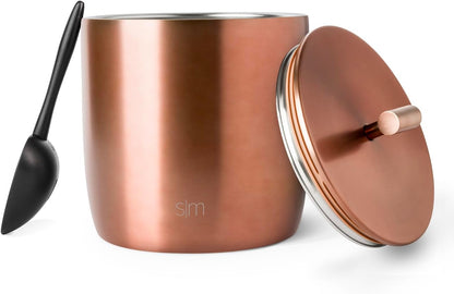 Simple Modern Vacuum Insulated Ice Bucket with Lid and Scoop | For Cocktail, Champagne, Wine, Beer, & Hosting | Stainless Steel 100oz Capacity for Large Parties | Rocks Collection | Winter White