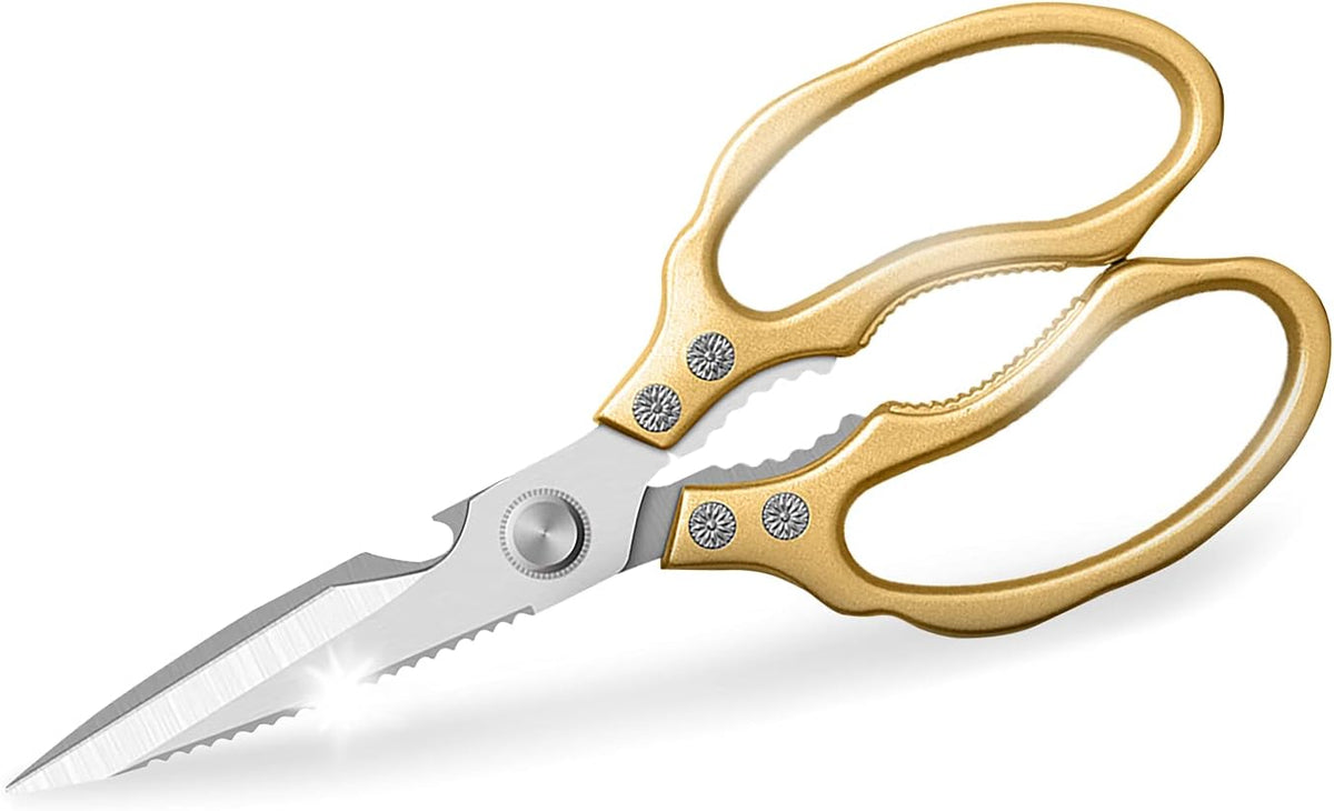 Heavy Duty Sharp Kitchen Scissors, Dishwasher Safe, Cooking Shears for Meat, Chicken, Fish, Poultry, Herb, Bread (Red)