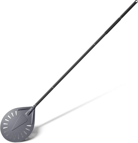 Aluminum Turning Pizza Peel, 9 Inch Pizza Turning Peel with Detachable 33 or 48 Inch Long handle, Luxury Pizza Paddle for Baking Homemade Pizza Bread