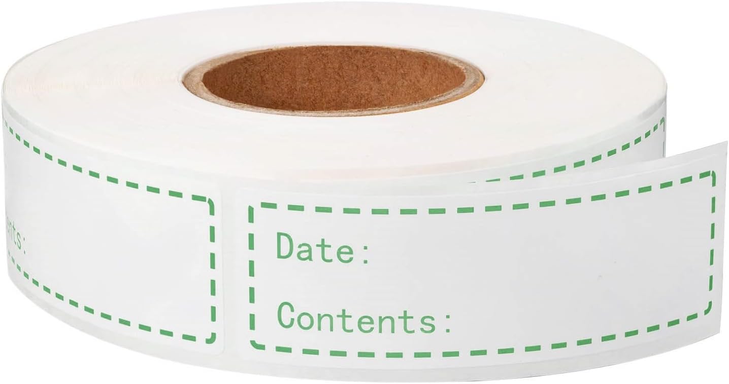 Freezer Labels for Food Containers - Waterproof & Oil Resistant 1x3 Inch Stickers, No-Residue Strong Adhesive for Kitchen, Mason Jars, Restaurants, Home and Commercial Use (500Pcs)