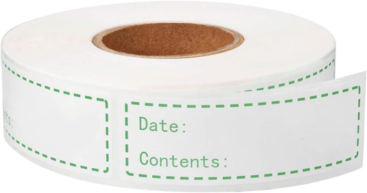 Freezer Labels for Food Containers - Waterproof & Oil Resistant 1x3 Inch Stickers, No-Residue Strong Adhesive for Kitchen, Mason Jars, Restaurants, Home and Commercial Use (500Pcs)