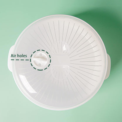Plastic Microwave Heating Steamer with Lid and Tray (White)