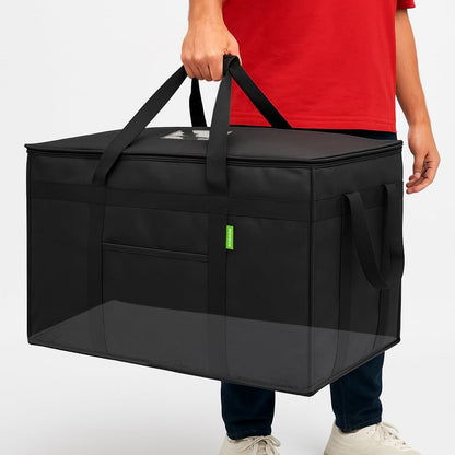 Bodaon Insulated Food Delivery Bag, XXXL Pizza Delivery Bags for Hot and Cold Food, Commercial, Large Capacity Reusable Warming Bag, Catering Cooler Bag for Rideshare, Warmers for Parties (Black, 1Pk)