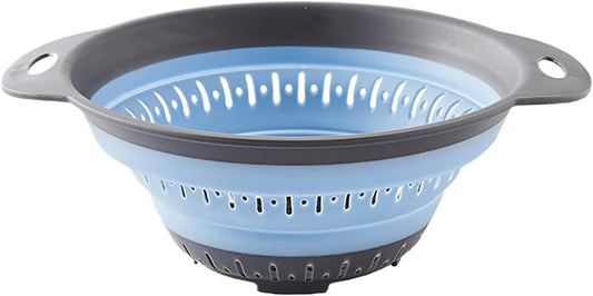 Collapsible Kitchen Colander and Strainer Set - Round Folding Food Strainer, Space-Saving Silicone Colander for Pasta, Vegetables & Fruits, Dishwasher-Safe Colander, Easy Storage Colander for Kitchen