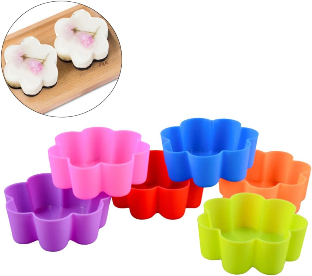 Reusable Silicone Baking Cups 6-Pack -Shaped Muffin Liners Non-Stick Mold for Cupcakes Pudding Jelly Oven Microwave Safe 2.63X2.63X0.98In