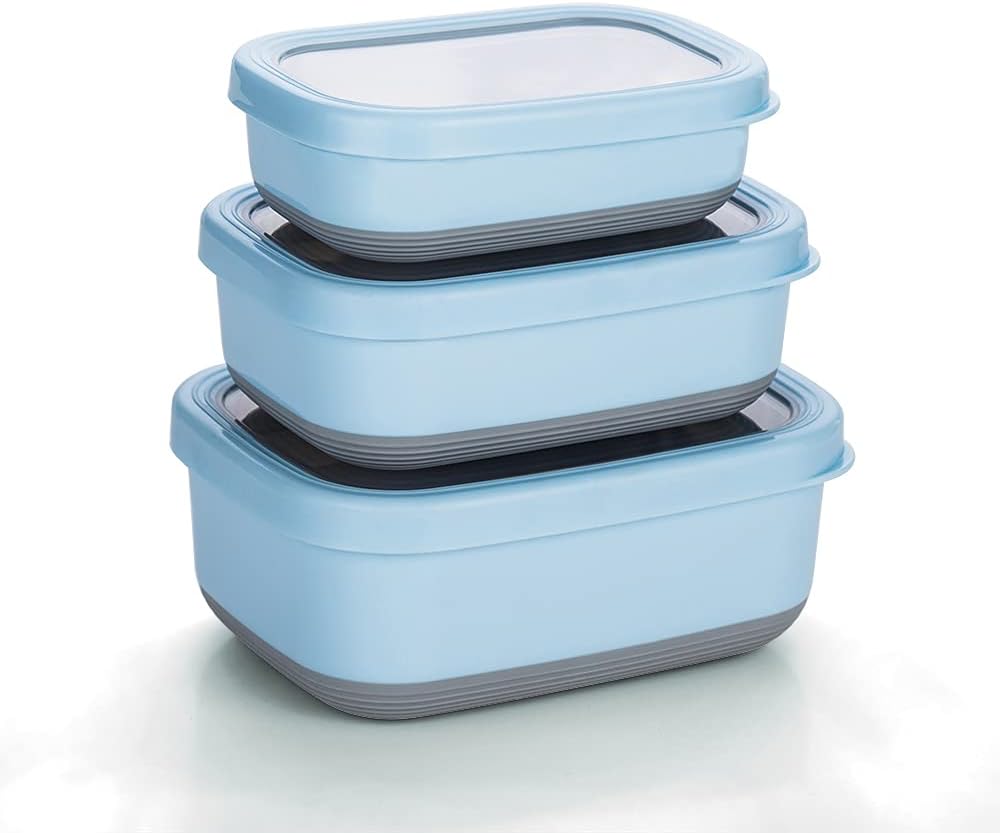 Lille Home Leak Proof Stainless Steel Lunch Snack Containers Set - Ideal for Educational Settings and Daycare - Nesting Trio with Silicone Lids - 47oz+30oz+16oz - Pink